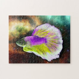 Farbenfrohe Betafische im Weltraum Sterne Galaxy U Puzzle