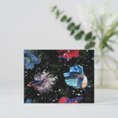 Farbenfrohe Betta Fish Postkarte (Stehend Vorderseite)