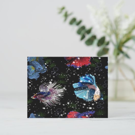 Farbenfrohe Betta Fish Postkarte (Stehend Vorderseite)