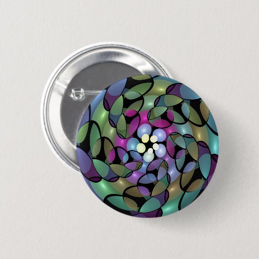 Farbenfrohe Bewegungen Abstrakt auffällig Fraktal Button (Vorne & Hinten)