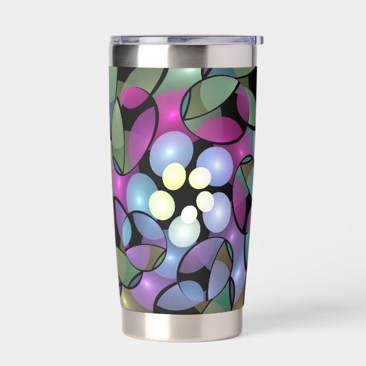 Farbenfrohe Bewegungen Abstrakt auffällig Fraktal  Thermobecher (Links)