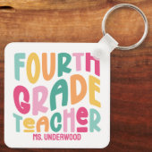 Farbenfrohe Bewertung des Dozenten der vierten Kla Schlüsselanhänger (Rückseite)