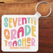 Farbenfrohe Bewertung des Lehrers der 7. Klasse Schlüsselanhänger (Rückseite)