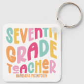 Farbenfrohe Bewertung des Lehrers der 7. Klasse Schlüsselanhänger (Rückseite)