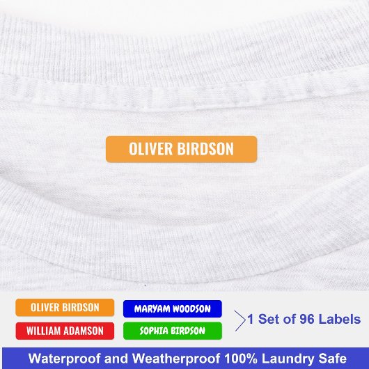 Farbenfrohe Bezeichnung für Kleidung, wasserdicht Etiketten