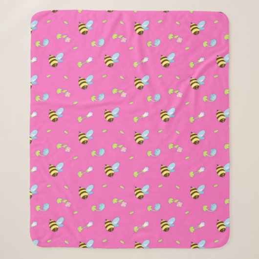 Farbenfrohe Bienen und Blume Sherpadecke (Vorderseite)