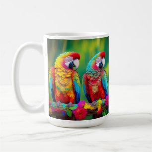 Farbenfrohe Biervögel auf dem Zweig-67859 Kaffeetasse
