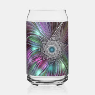 Farbenfrohe Big Blume Abstrakte Trippy Fraktal Art Dosenglas