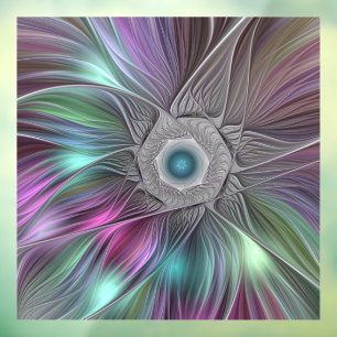 Farbenfrohe Big Blume Abstrakte Trippy Fraktal Art Fensteraufkleber