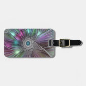 Farbenfrohe Big Blume Abstrakte Trippy Fraktal Art Gepäckanhänger (Vorderseite horizontal)