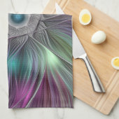 Farbenfrohe Big Blume Abstrakte Trippy Fraktal Art Geschirrtuch (Viertel Falte)