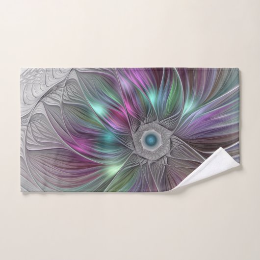 Farbenfrohe Big Blume Abstrakte Trippy Fraktal Art Handtuch (Handtuch)