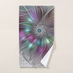 Farbenfrohe Big Blume Abstrakte Trippy Fraktal Art Handtuch