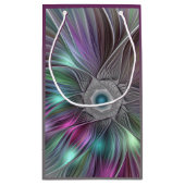 Farbenfrohe Big Blume Abstrakte Trippy Fraktal Art Kleine Geschenktüte (Rückseite)
