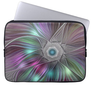 Farbenfrohe Big Blume Abstrakte Trippy Fraktal Art Laptopschutzhülle