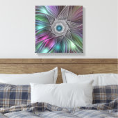 Farbenfrohe Big Blume Abstrakte Trippy Fraktal Art Leinwanddruck (Insitu (Schlafzimmer))