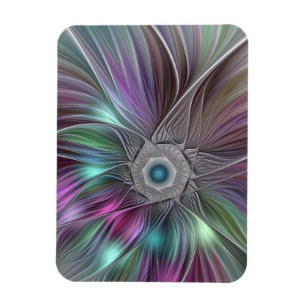 Farbenfrohe Big Blume Abstrakte Trippy Fraktal Art Magnet