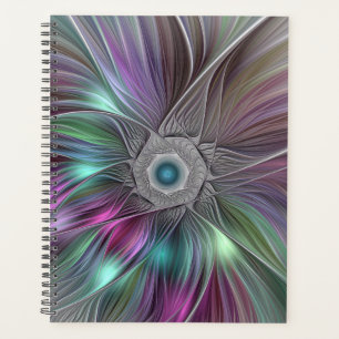 Farbenfrohe Big Blume Abstrakte Trippy Fraktal Art Planer