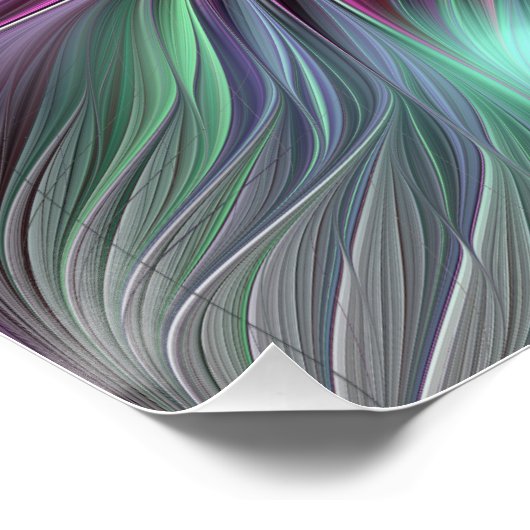 Farbenfrohe Big Blume Abstrakte Trippy Fraktal Art Poster (Ecke)