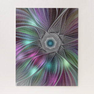 Farbenfrohe Big Blume Abstrakte Trippy Fraktal Art Puzzle