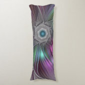 Farbenfrohe Big Blume Abstrakte Trippy Fraktal Art Seitenschläferkissen (Vorderseite Vertikal)