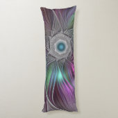 Farbenfrohe Big Blume Abstrakte Trippy Fraktal Art Seitenschläferkissen (Rückseite (Vertikal))