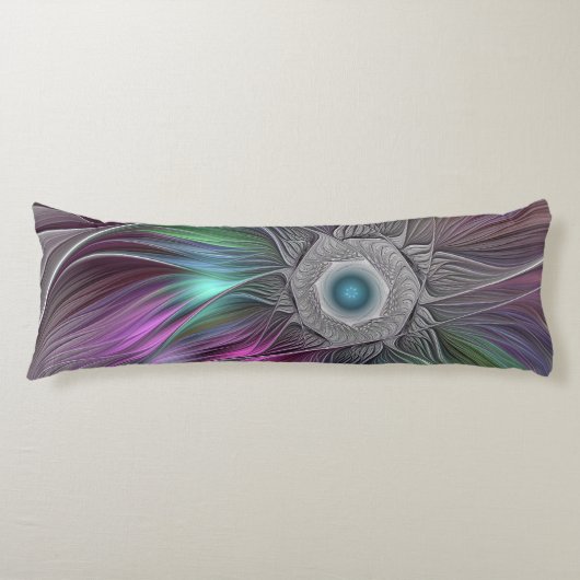 Farbenfrohe Big Blume Abstrakte Trippy Fraktal Art Seitenschläferkissen (Vorderseite)