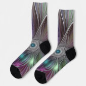 Farbenfrohe Big Blume Abstrakte Trippy Fraktal Art Socken (Linkes Detail)