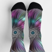 Farbenfrohe Big Blume Abstrakte Trippy Fraktal Art Socken (Oben)