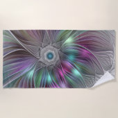 Farbenfrohe Big Blume Abstrakte Trippy Fraktal Art Strandtuch (Vorderseite)