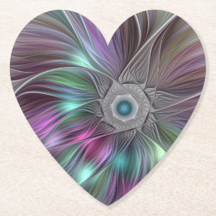 Farbenfrohe Big Blume Abstrakte Trippy Fraktal Art Untersetzer