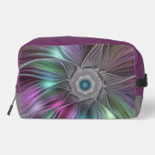 Farbenfrohe Big Blume Abstrakte Trippy Fraktal Art Waschbeutel (Rückseite)
