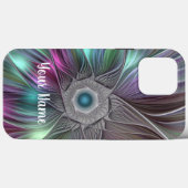 Farbenfrohe Big Blume Abstrakter Trippy Fraktal Na Case-Mate iPhone Hülle (Rückseite (Horizontal))