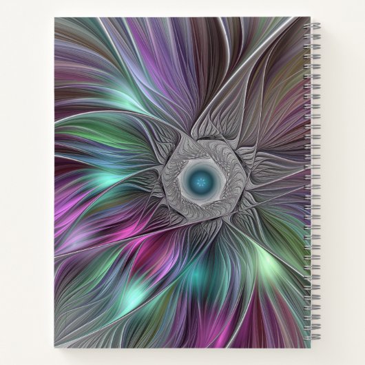 Farbenfrohe Big Blume Abstrakter Trippy Fraktal Na Notizblock (Rückseite)