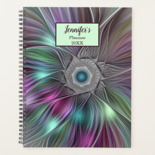 Farbenfrohe Big Blume Abstrakter Trippy Fraktal Na Planer