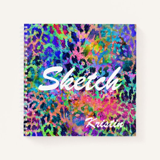 Farbenfrohe Big Cat Animal Print Sketchbook Notizblock (Vorderseite)