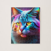 Farbenfrohe Big Cat mit Regenbogenfarben, Neonlich Puzzle (Vertikal)