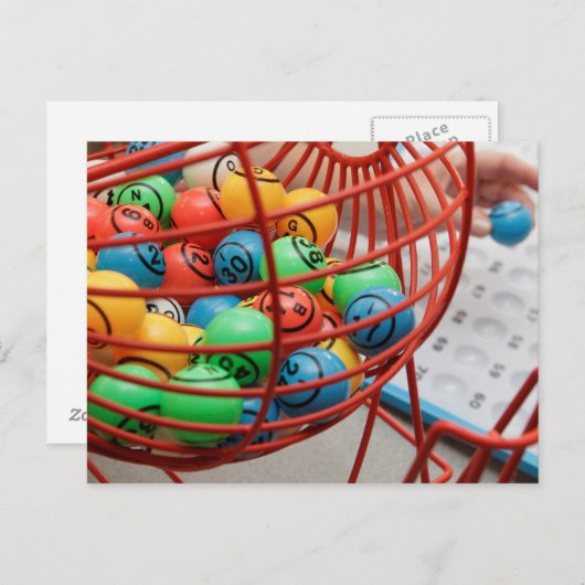 Farbenfrohe Bingo Balls im Spinner Postkarte (Vorne/Hinten)