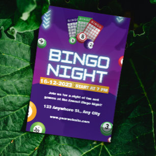 Farbenfrohe Bingo-Spaß-Nacht-Einladung Fundraiser Einladung