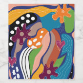 Farbenfrohe Bio Botanicals Illustriert Weinetikett (Einzelnes Label)