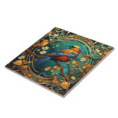 Farbenfrohe Bird Art Nouveau Art Deco Fliese (Seite)