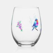 Farbenfrohe Bird Blue Vergiss mir nicht Blume Pens Weinglas Ohne Stiel (Rechts)