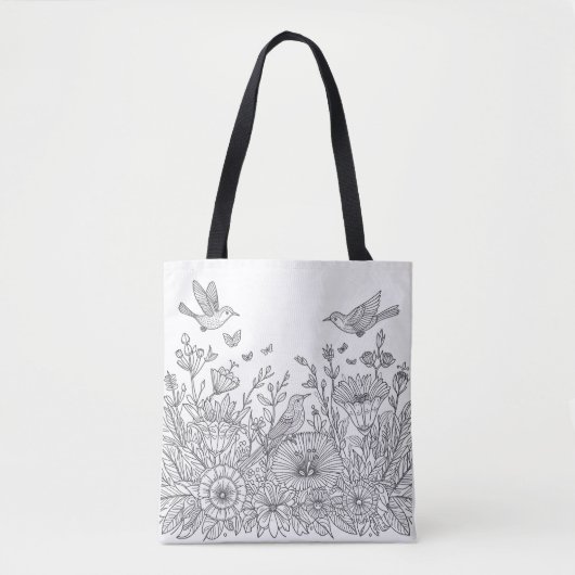 Farbenfrohe Bird Line Art Design Tasche (Vorderseite)