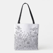 Farbenfrohe Bird Line Art Design Tasche (Rückseite)