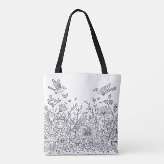 Farbenfrohe Bird Line Art Design Tasche (Rückseite)