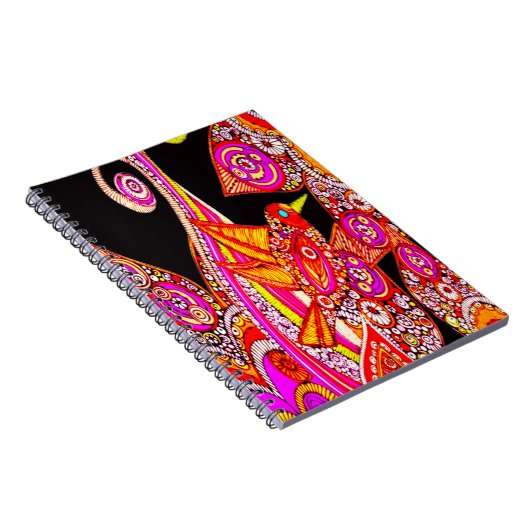 Farbenfrohe Bird of Paradise Black Spiral Notebook Notizblock (Rechte Seite)