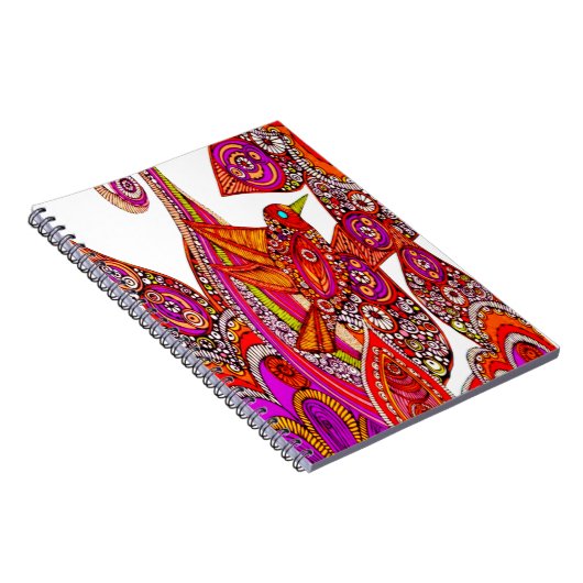 Farbenfrohe Bird of Paradise White Spiral Notebook Notizblock (Rechte Seite)