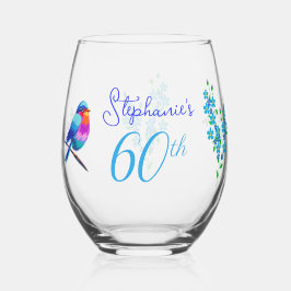 Farbenfrohe Birdie Vergiss mich nicht blutig 60. G Weinglas Ohne Stiel