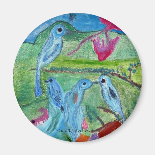 Farbenfrohe Birds Magnet (Vorne)
