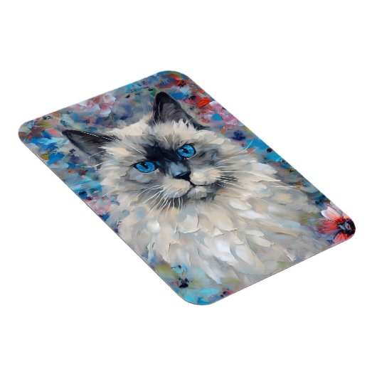 Farbenfrohe Birman Cat Magnet (Rechte Seite)